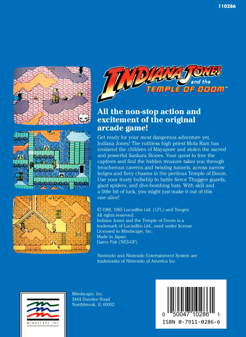Indiana Jones and the Temple of Doom (Homebrew) — Box back